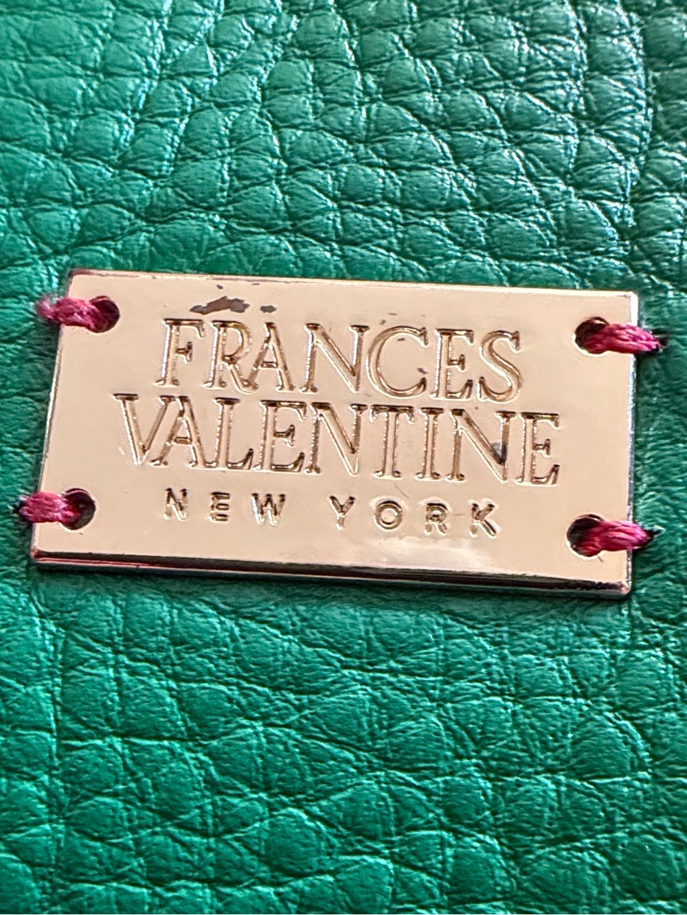 Frances Valentine Green Pebbled Leather Tote Bag with Gold-Toned Hardware - Picture 15 of 15